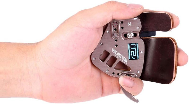 BICASTER Archery Finger Tab - Left Handed Genuine Leather + Aluminum Plate Adjustable for Recurve Bow - Image 1